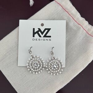 White Beaded Earrings